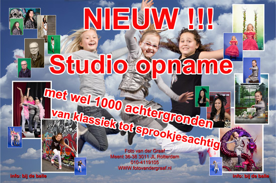 Nieuw Studio opname met wel 1000 achtergronden!